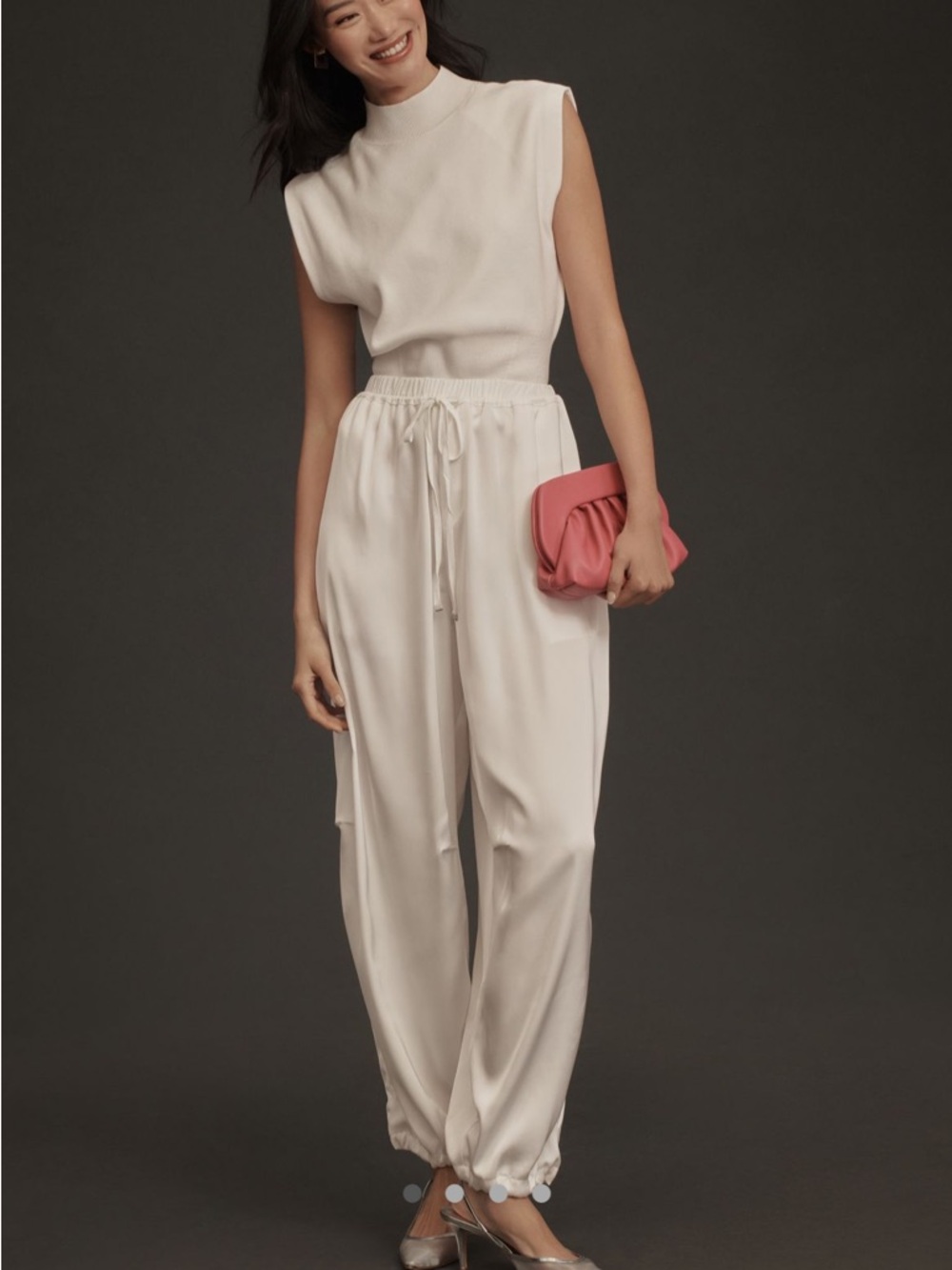 Maeve Wide-Leg Drawstring Pants in White